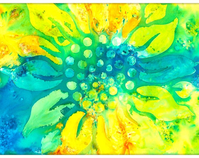 Blank Note Cards Sunflower pack of 3 Giftable from Original Watercolor Mixed Media Paintings