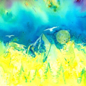 Mountains Watercolor Mixed Media Original Painting Giftable