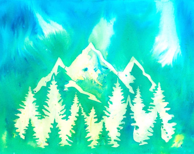 Mountains Watercolor Mixed Media Original Painting Giftable