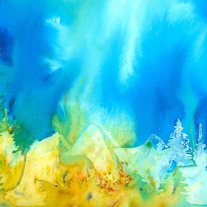 Mountain View Watercolor Mixed Media Original Painting Giftable