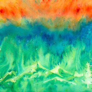 Mountain View Watercolor Mixed Media Original Painting Giftable