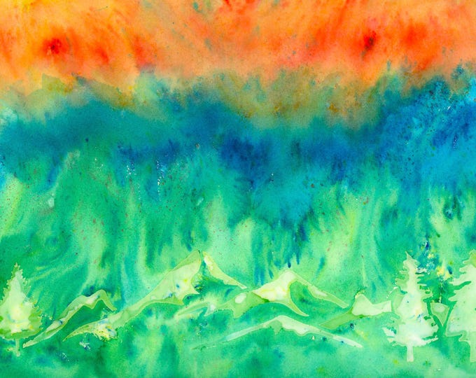 Mountain View Watercolor Mixed Media Original Painting Giftable
