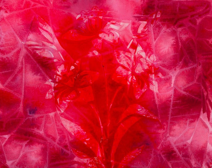 Floral Daffodil Watercolor Mixed Media Original Painting Batik Collection