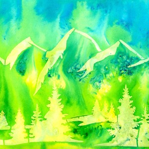 Mountain View Watercolor Mixed Media Original Painting Giftable