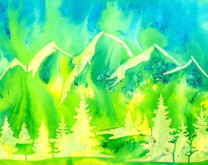 Mountain View Watercolor Mixed Media Original Painting Giftable