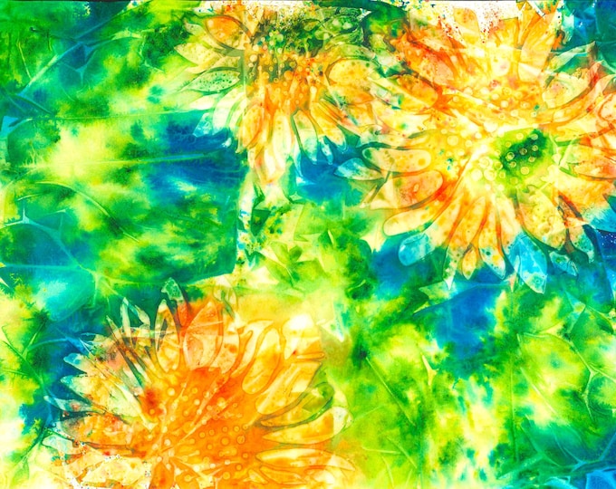 Sunflowers Floral Watercolor Mixed Media Original Painting