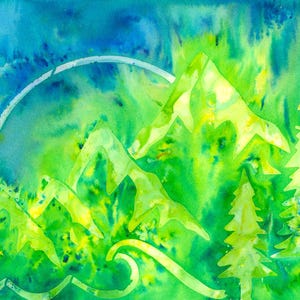 Mountain View Watercolor Mixed Media Original Painting Giftable