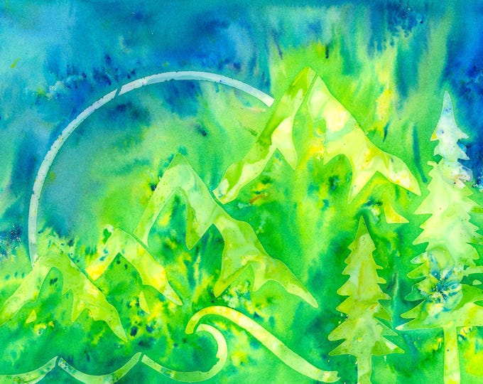 Mountain View Watercolor Mixed Media Original Painting Giftable