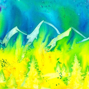 Mountains Watercolor Mixed Media Original Painting Giftable