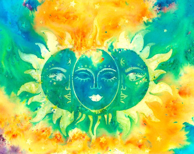 Tangerine Queen Goddess Watercolor Mixed Media Original Painting