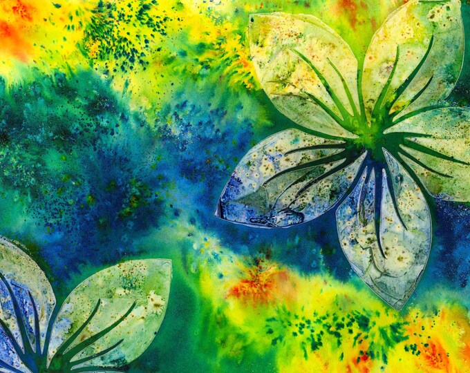 Lillies Watercolor Mixed Media Vibrant Original Painting