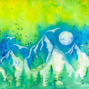 Mountains Watercolor Mixed Media Original Painting Giftable