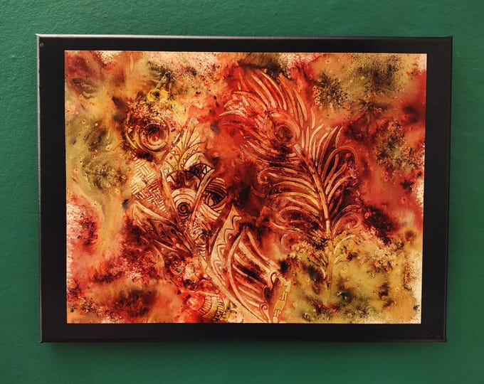 Original Painting of Feathers Watercolor and Mixed Media