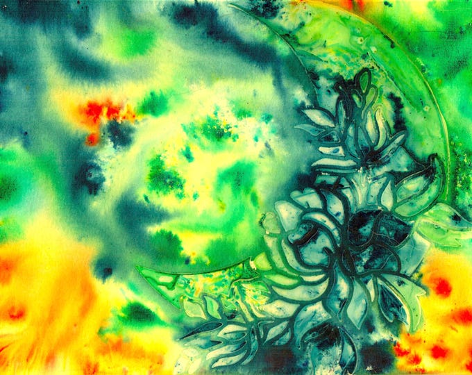 Blue Moon Original Painting Watercolor/Mixed Media