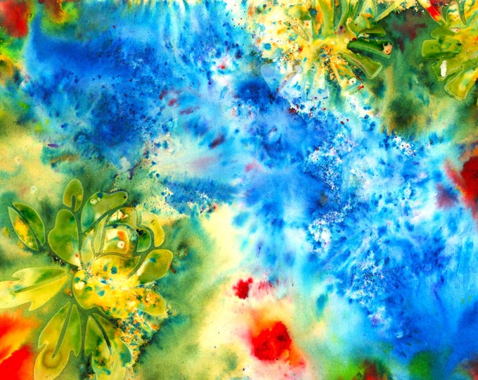 Dahlias Original Watercolor/Mixed Media Painting