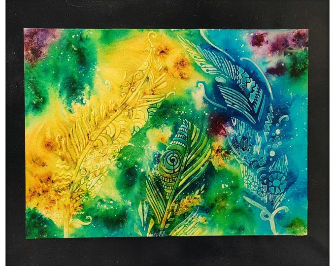 Feathers Watercolor Mixed Media Original Painting