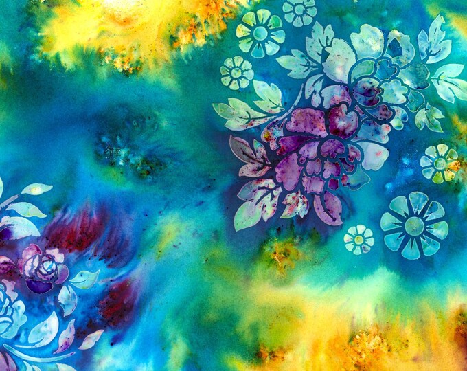 Gem Floral Watercolor Mixed Media Original Painting