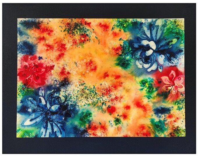 Flowers Floral Watercolor Mixed Media Vibrant Original Painting Dahlias