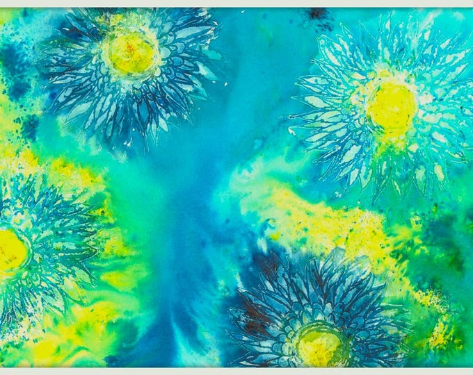Chrysanthemum Flowers Original Watercolor and Mixed Media Painting