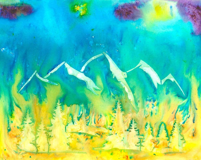 Mountain Views Watercolor Mixed Media Original Painting Giftable