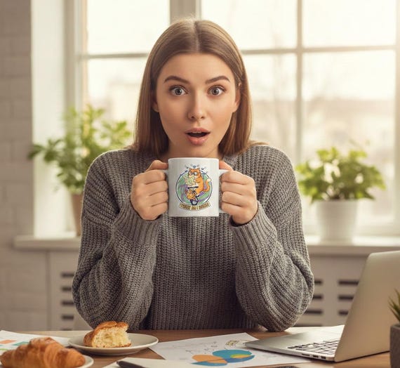 Funny Cat Unicycle PNG | Whimsical Cartoon Design (Digital Download)