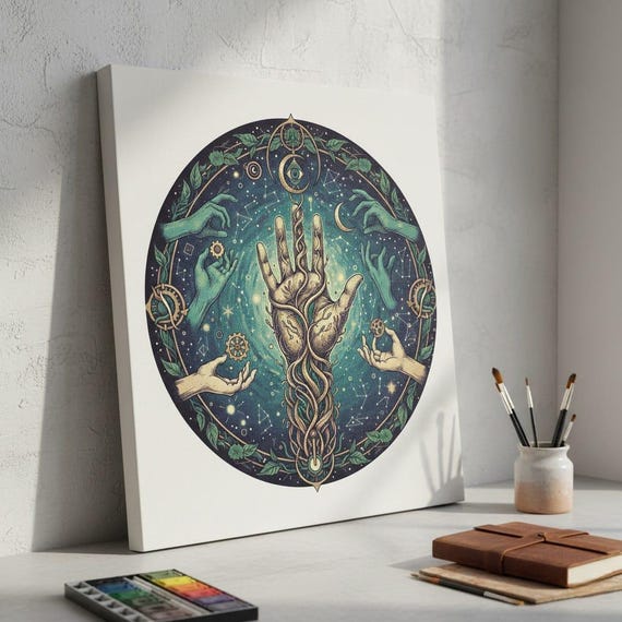 Esoteric Hand PNG | Mystical Alchemy, Celestial Occult Art (Transparent BG)