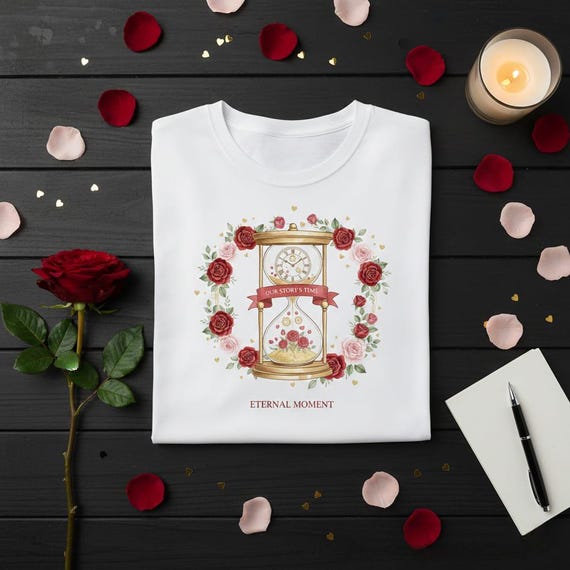 Watercolor Rose Hourglass PNG, Vintage Anniversary Art (Digital Download)