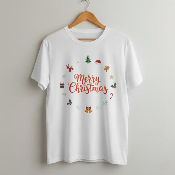 Retro Merry Christmas PNG, Holiday Wreath Design (Digital File)