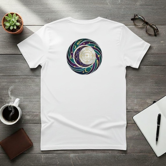 Celestial Moon Mandala PNG | Teal Purple Gold Emblem (Sublimation Download)