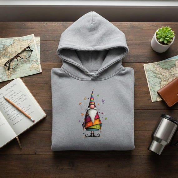 Rainbow Gnome PNG | Whimsical Fantasy Art, Sublimation Print (Digital Download)