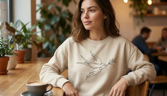 Minimalist Bird Line Art Shirt – Peace Dove Graphic Tee