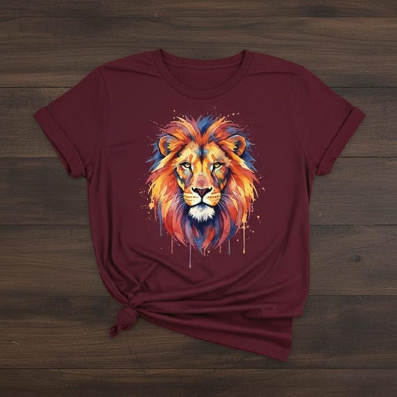 Watercolor Lion Head PNG | Colorful Big Cat Portrait (Digital Download)