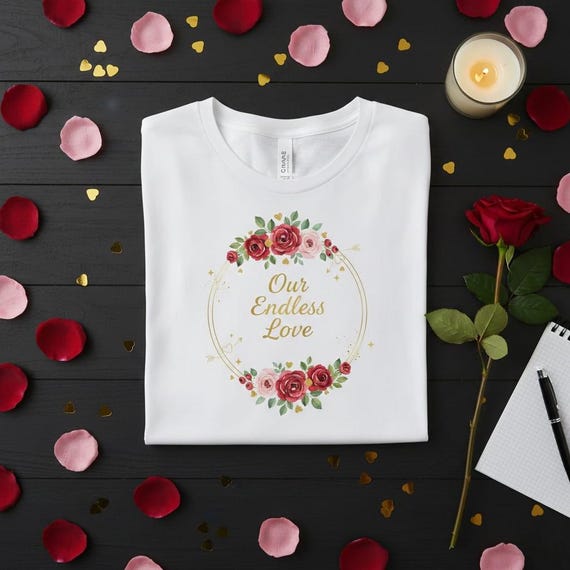 Watercolor Rose Wreath PNG, Gold Frame, Wedding Anniversary (Digital Download)