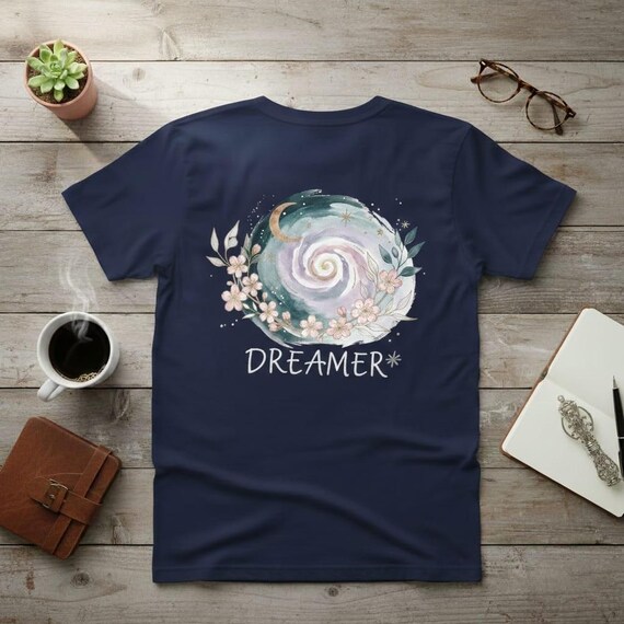 Dreamer Galaxy PNG | Watercolor Nebula, Moon & Blossoms (Digital Download)