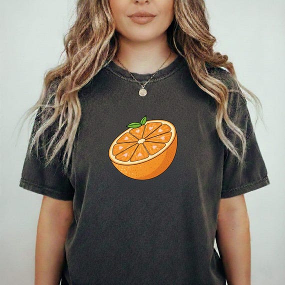 Kawaii Orange Slice PNG, Pink Heart Citrus Art (Digital Download