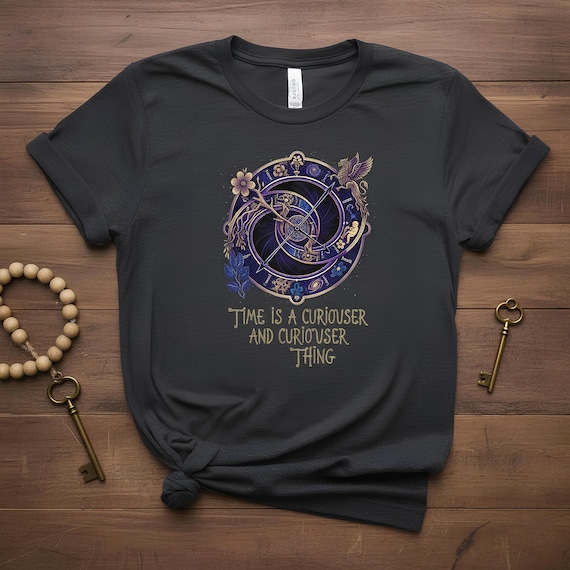 Celestial Clock Graphic Tee - Mystical Time, Alice in Wonderland Inspired
