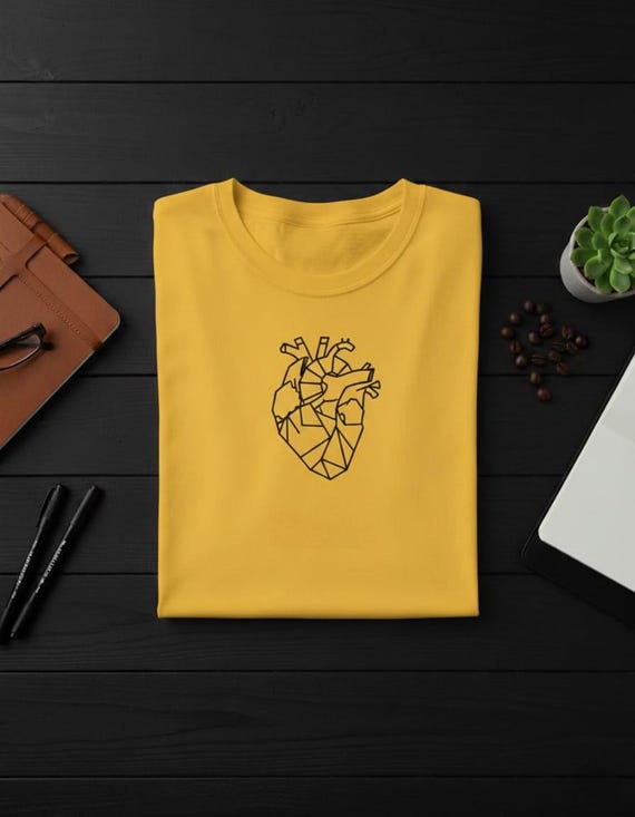 Geometric Anatomical Heart PNG, Minimalist Line Art (Digital Download)
