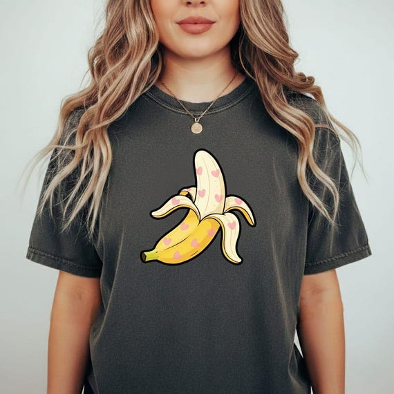 Kawaii Heart Banana PNG – Summer Sticker (Digital Download