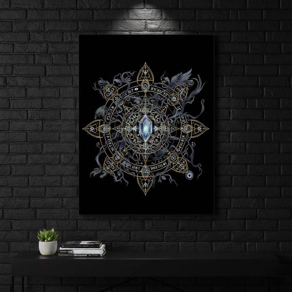 Alchemical Mandala Art, Sapphire Crystal, Occult Sigil (PNG Digital Download)