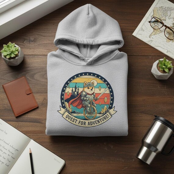 Doge Knight on Unicycle Art | Retro Fantasy Badge (Digital Download)