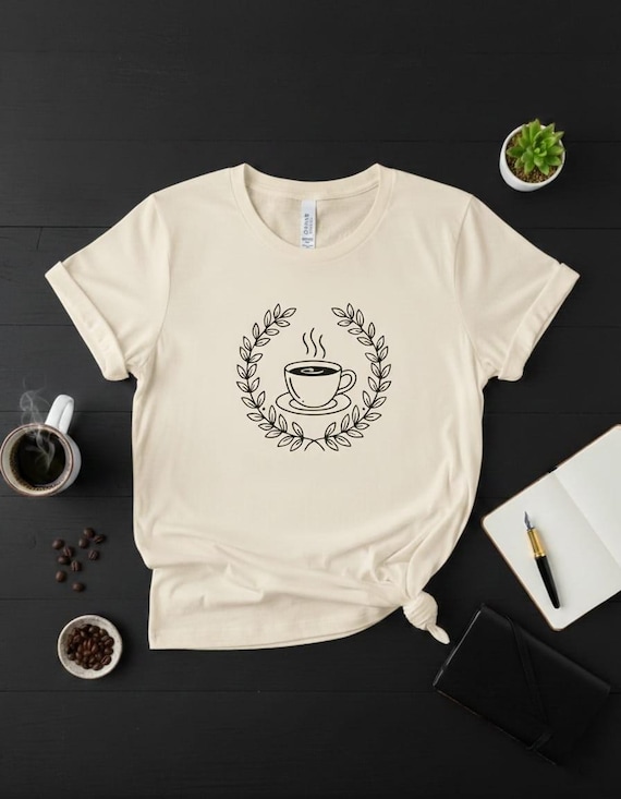 Coffee Cup Laurel Wreath PNG, Barista Cafe Logo (Digital Download)