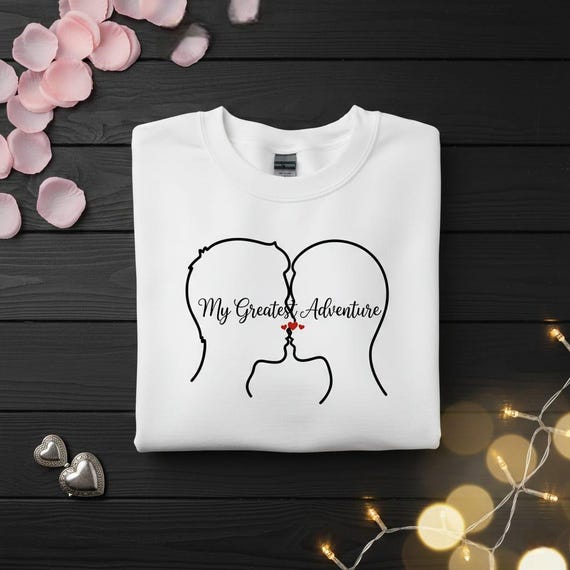 Couple Silhouette Line Art PNG, Valentine's Day Anniversary Design (Digital Download)