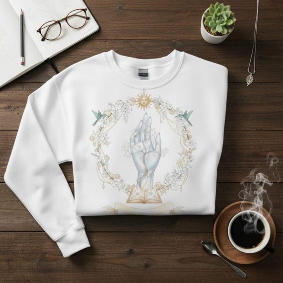 Crystal Hand Tree of Life PNG, Steampunk Floral Wreath (Transparent Background)