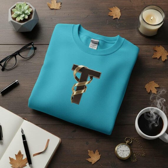 Luxury Letter T PNG | 3D Gold Ribbon Monogram, Elegant Metallic Alphabet Initial, High-Resolution Transparent Background