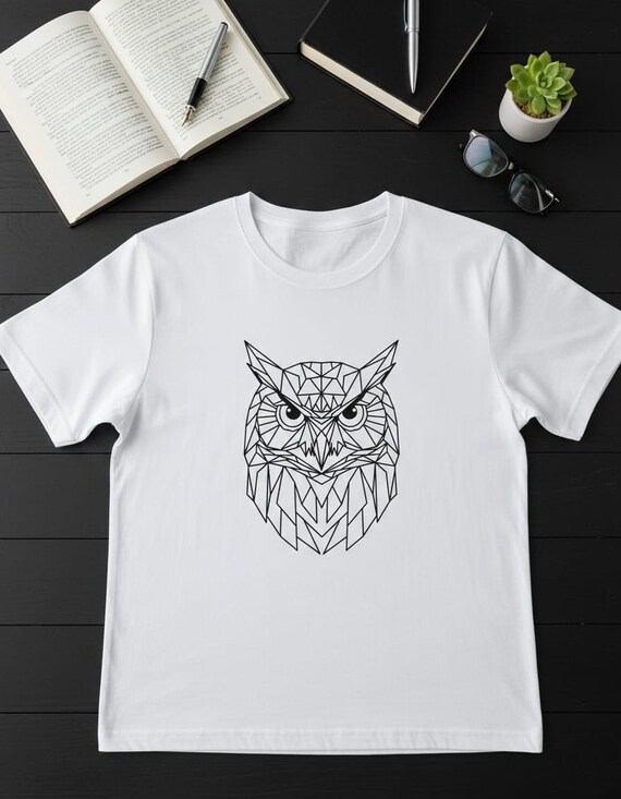 Geometric Owl PNG, Polygonal Tattoo Design (Digital Download)