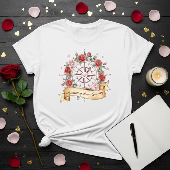 Watercolor Floral Compass PNG, Valentine's Day Anniversary Design (Digital Download)