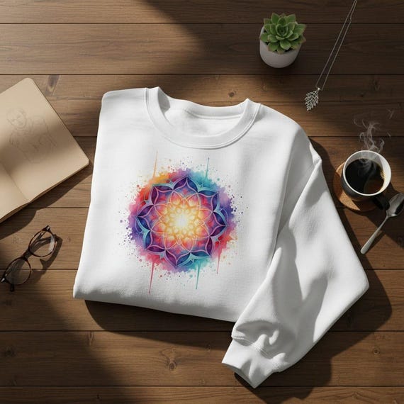 Watercolor Mandala PNG: Vibrant Zen Art, Boho Decor (Digital Download)