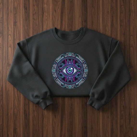 Cyberpunk All-Seeing Eye PNG | Neon Circuit Emblem (Digital Download)
