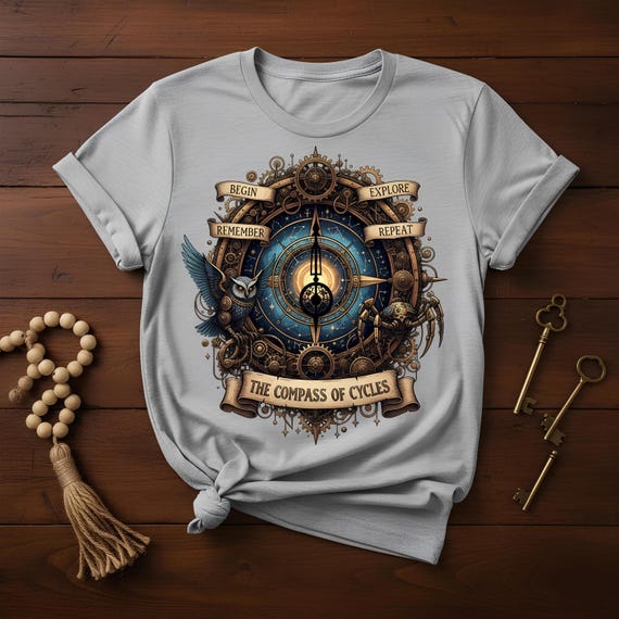 Steampunk Owl Compass Shirt – Celestial Graphic Tee