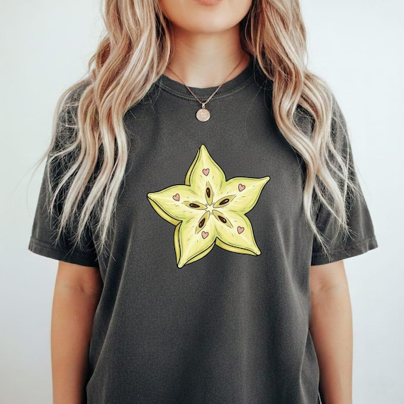 Kawaii Star Fruit PNG: Tropical Carambola with Hearts (Sublimation, Digital Download)
